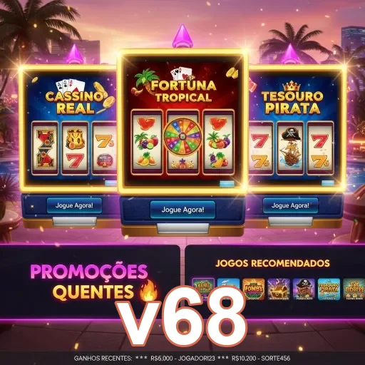 Ilustração de Explore Slots Rápidos e Recompensas VIP com v68